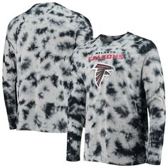 Мужская черная футболка с длинным рукавом Atlanta Falcons тай-дай New Era