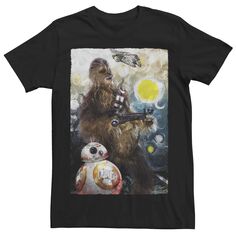 Мужская футболка с плакатом «Звездные войны BB-8 и Чубакка, Звездная ночь» Licensed Character