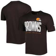 Мужская коричневая футболка Cleveland Browns Joint Authentic Training Huddle Up New Era