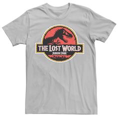 Мужская футболка с логотипом фильмов «Парк Юрского периода» и «Затерянный мир» Jurassic Park, серебристый
