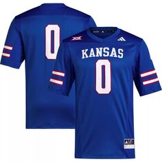 Мужская футбольная майка #0 Royal Kansas Jayhawks Premier adidas