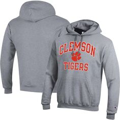 Мужской пуловер с капюшоном серого цвета Clemson Tigers High Motor Champion