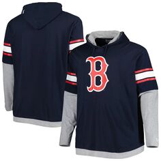 Мужской темно-синий пуловер с капюшоном Boston Red Sox Big &amp; Tall Twofer New Era
