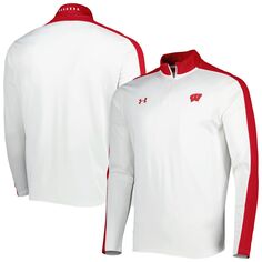 Мужская легкая куртка с молнией четверти белого цвета Wisconsin Badgers Under Armour