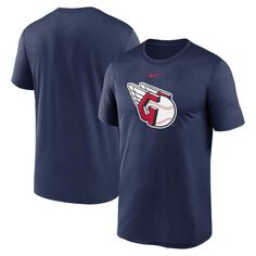 Мужская темно-синяя футболка с большим логотипом Cleveland Guardians Nike