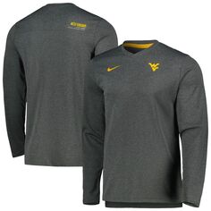Мужская футболка с длинными рукавами и v-образным вырезом «Heather Charcoal West Virginia Mountaineers 2022 Coach Performance» Nike
