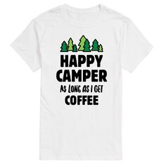 Футболка Big &amp; Tall Happy Camper Coffee с графическим рисунком License, белый