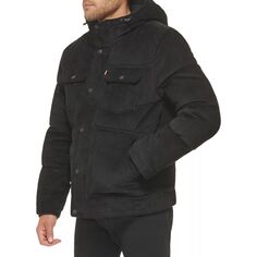 Мужская стеганая бархатная куртка-пуховик на подкладке из шерпы Levi&apos;s, черный Levis