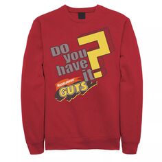 Мужской флисовый пуловер Guts Do You Have It в винтажном стиле с логотипом и графическим орнаментом Nickelodeon, красный