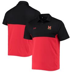 Мужское черно-красное поло Maryland Terrapins 2022 Blocked Coaches Performance Under Armour