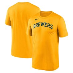 Мужская золотая футболка с надписью Milwaukee Brewers New Legend Nike
