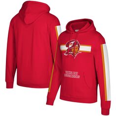 Мужской пуловер с капюшоном Mitchell &amp; Ness Red Tampa Bay Buccaneers с тремя полосками