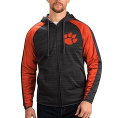 Мужская спортивная куртка Carl Banks Black Clemson Tigers нейтральной зоны с капюшоном и молнией во всю длину реглан G-III