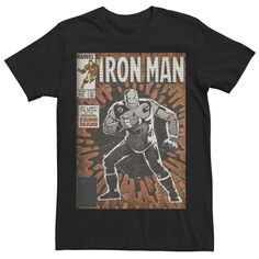 Мужская футболка с графическим принтом Avengers Iron Man Return Of The Original Comic Cover Marvel, черный