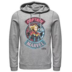 Мужская толстовка с портретом и вышитыми нашивками Captain Marvel