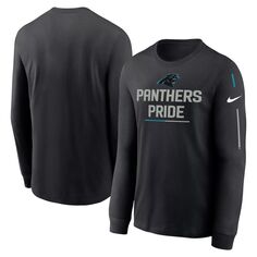 Мужская черная футболка с длинным рукавом и надписью Carolina Panthers Team Nike