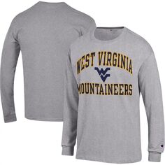 Мужская футболка серого цвета с длинными рукавами West Virginia Mountaineers High Motor Champion