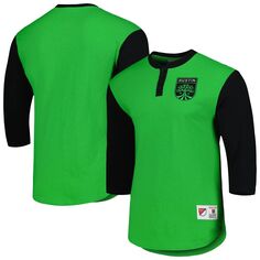 Мужская футболка с длинным рукавом Mitchell &amp; Ness Green Austin FC Legendary Henley