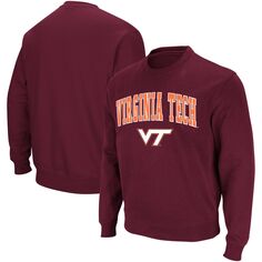 Мужской темно-бордовый свитшот с круглым вырезом Virginia Tech Hokies Arch &amp; Logo Colosseum