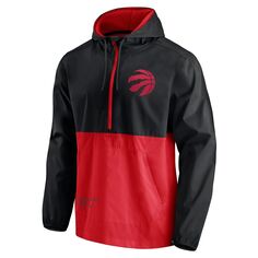 Мужская фирменная черная/красная куртка Toronto Raptors Anorak Block Party ветровка с половиной молнии с капюшоном Fanatics