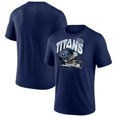 Мужская темно-синяя футболка с фирменным рисунком Tennessee Titans End Round Tri-Blend Fanatics