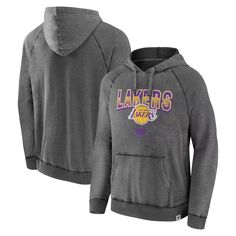 Мужской фирменный серый пуловер с капюшоном Los Angeles Lakers Acquisition True Classics Vintage Snow Wash Fanatics