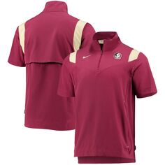 Мужская гранатовая куртка Florida State Seminoles 2021 Coaches с короткими рукавами и молнией на четверть Nike
