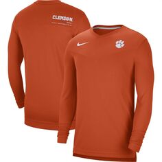 Мужская оранжевая футболка Clemson Tigers 2022 Coach Performance с длинным рукавом и v-образным вырезом Nike