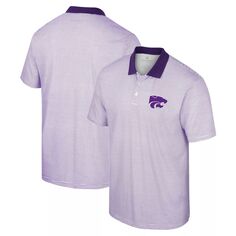 Мужская рубашка-поло в полоску с принтом Kansas State Wildcats белого/фиолетового цвета Colosseum