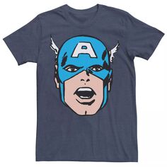 Мужская футболка с рисунком «Капитан Американ» и большим лицом Marvel