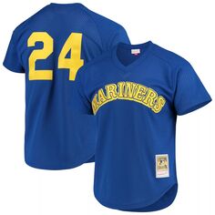 Мужская сетчатая тренировочная майка Mitchell &amp; Ness Ken Griffey Jr. Royal Seattle Mariners Cooperstown