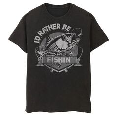 Мужская футболка Fifth Sun с надписью &quot;Я лучше буду рыбачить&quot;, Черная Licensed Character, черный