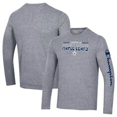 Мужская футболка Heather Grey Toronto Maple Leafs Tri-Blend с длинным рукавом Champion