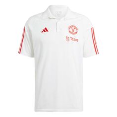 Мужская белая тренировочная футболка-поло Manchester United 2023/24 adidas