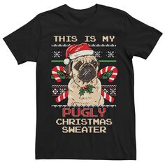 Мужская футболка в стиле рождественского свитера Pugly Licensed Character
