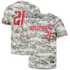 Мужская камуфляжная бейсбольная майка NC State Wolfpack Replica adidas