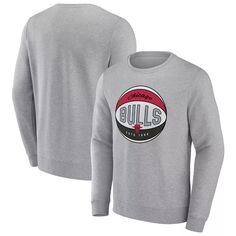 Мужской фирменный серый пуловер с принтом Chicago Bulls True Classics в винтажном стиле Fanatics