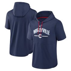 Мужской темно-синий пуловер с капюшоном Chicago Cubs City Connect с короткими рукавами Nike