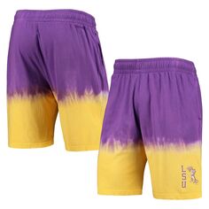 Мужские шорты Mitchell &amp; Ness фиолетового/золотого цвета LSU Tigers с принтом тай-дай