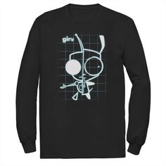 Мужская футболка Invader Zim X-Ray Schematic GIR с рисунком и длинными рукавами Nickelodeon, черный