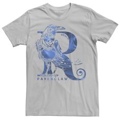 Мужская синяя футболка с логотипом Deathly Hallows 2 Ravenclaw Harry Potter, серебристый