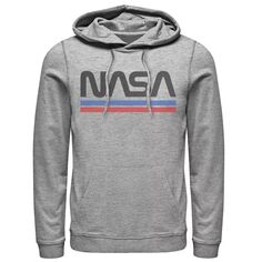 Мужская худи с винтажным графическим рисунком и минимальным логотипом NASA в красно-синюю полоску Licensed Character