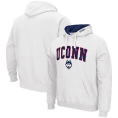 Мужской белый пуловер с капюшоном UConn Huskies Arch &amp; Logo 3.0 Colosseum