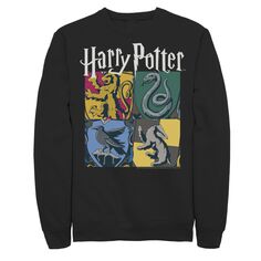 Мужской винтажный свитшот с коллажем и домиками Хогвартса Harry Potter