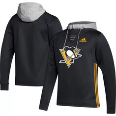 Мужской черный пуловер с капюшоном Pittsburgh Penguins Skate Lace AEROREADY Team adidas