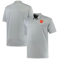 Мужская серая рубашка-поло Clemson Tigers Big &amp; Tall Performance с мелованным рисунком Nike