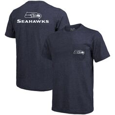 Футболка с карманами Tri-Blend Threads Seattle Seahawks Threads - Темно-синий Majestic