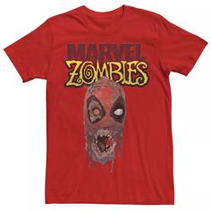 Мужская футболка с рисунком Zombies Deadpool Zombie Head Marvel, красный