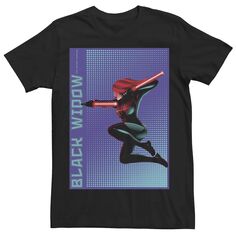Мужская футболка с графическим плакатом в стиле поп-арт «Черная вдова» в полутонах Marvel