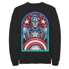Мужской свитшот с изображением Капитана Америки и Мстителей в виде витражей в память о Мемориале Marvel